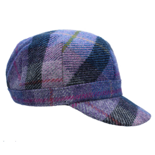 Harris Tweed Ladies Lilac Pastel Check Cadet Cap