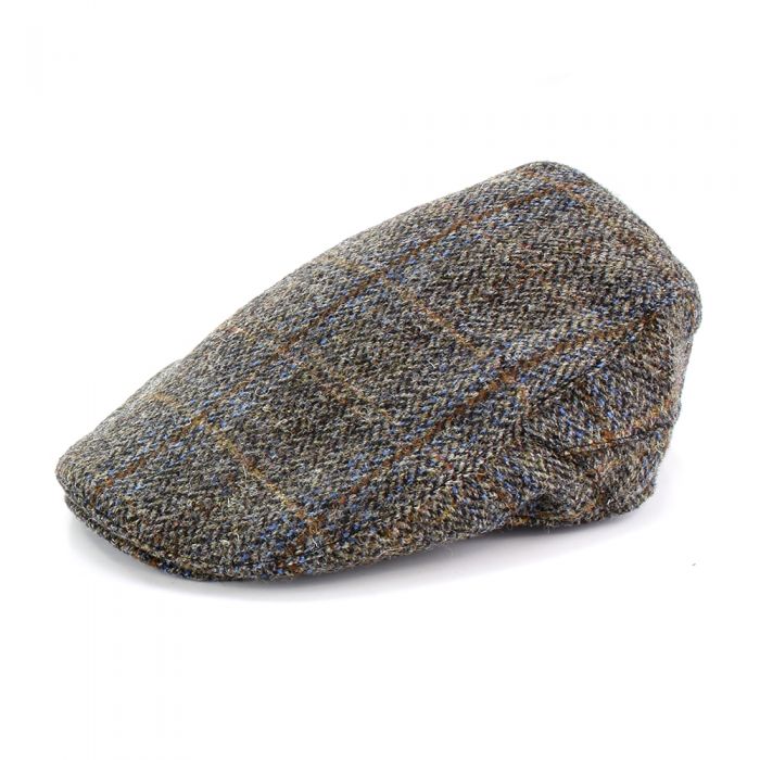 Harris Tweed Brown Check Flat Cap