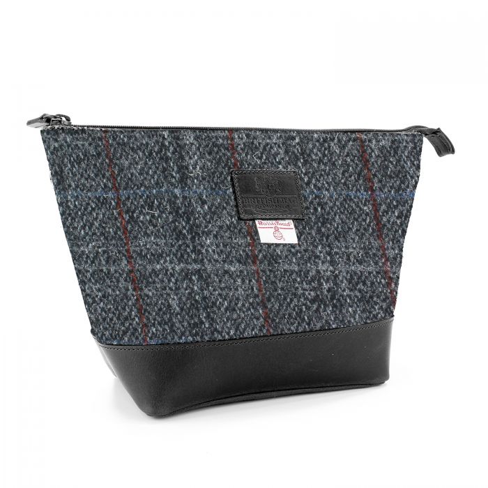 Harris Tweed Dark Grey Check Washbag