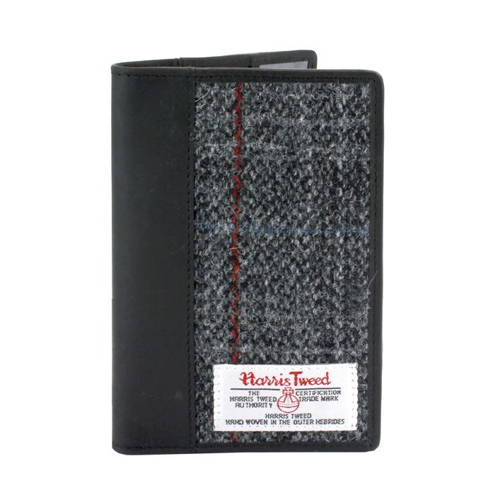 Harris Tweed Passport Holder in Dark Grey Check Tweed