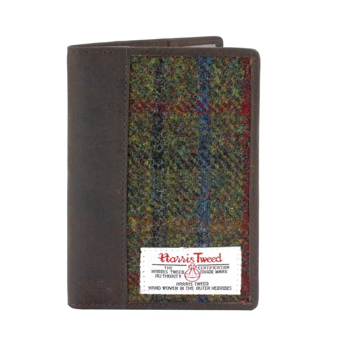 Harris Tweed Passport Holder in Green Check Tweed