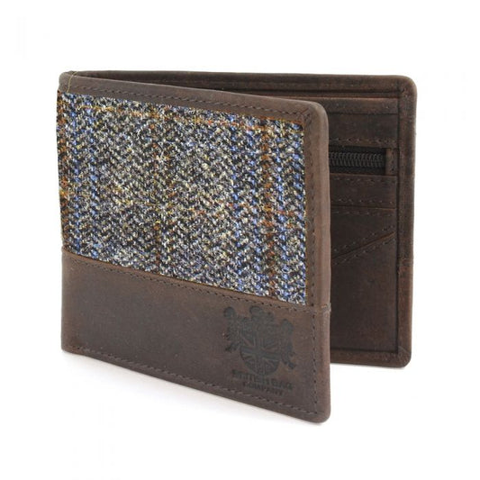 Harris Tweed Wallet in Brown Check Tweed