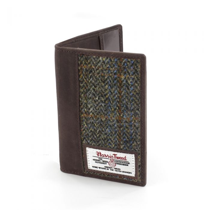 Harris Tweed Passport Holder in Brown Check Tweed