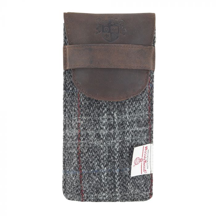 Harris Tweed Glasses Case in Dark Grey Check Tweed