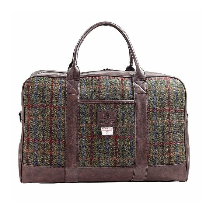 Harris Tweed Green Check Travel Bag