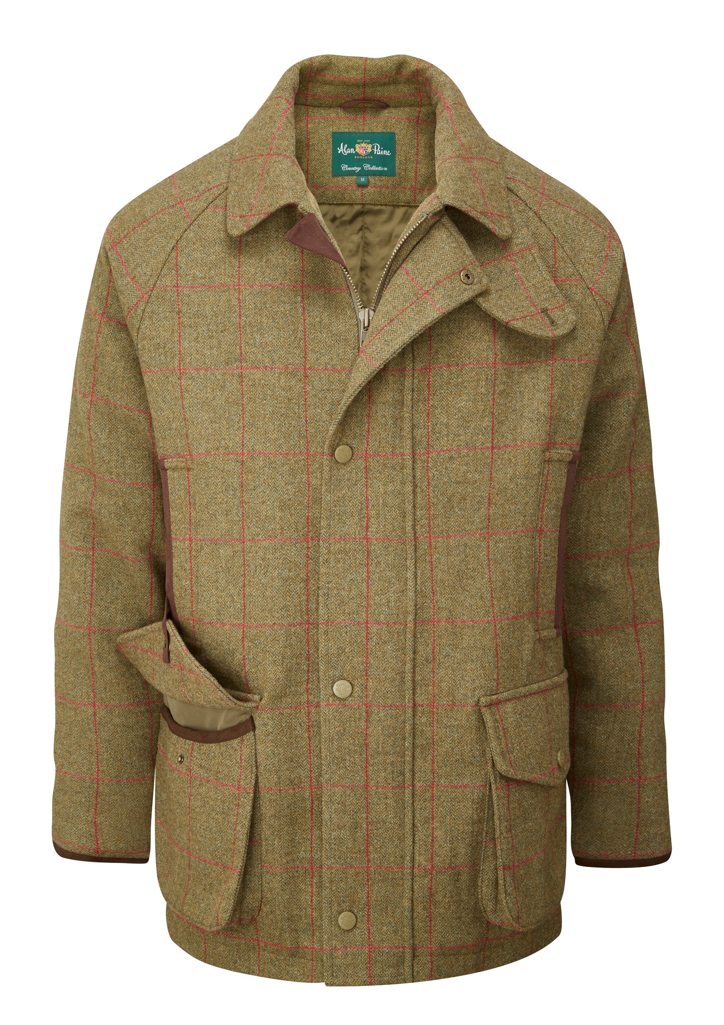 Alan Paine Combrook Waterproof Tweed Coat in Sage