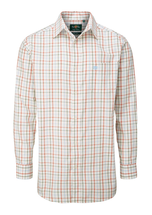 Alan Paine Red and Blue Country Check 100% Cotton Shirt in Regular Fit