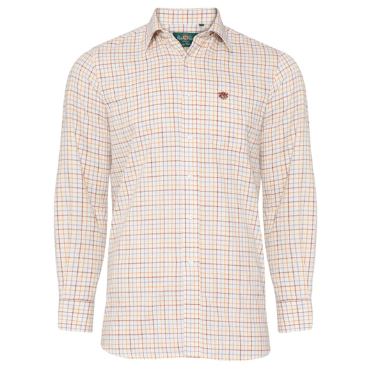 Alan Paine Brown Tattersall Check 100% Cotton Shirt in Shooting Fit