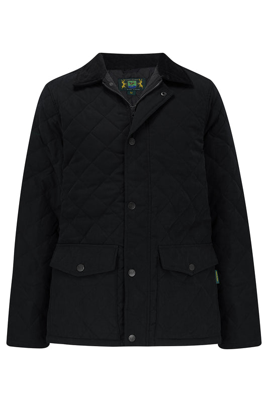 Tweed Outdoor Quilted Coat in Black