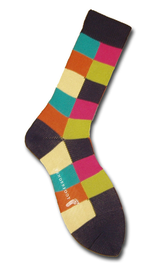 Navy Multi-Square Cotton Socks