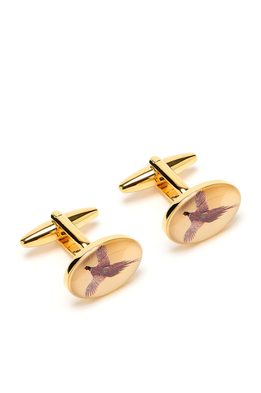 The Flying Pheasant Country Cufflinks in Gold