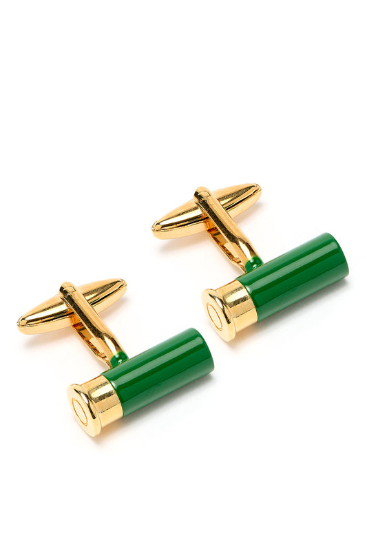 The Green and Gold Shotgun Cartridge Country Cufflinks