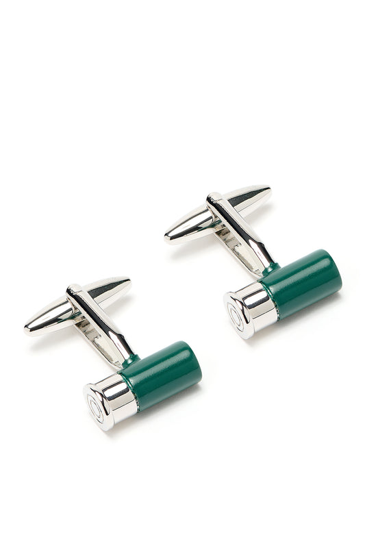 The Green and Silver Shotgun Cartridge Country Cufflinks