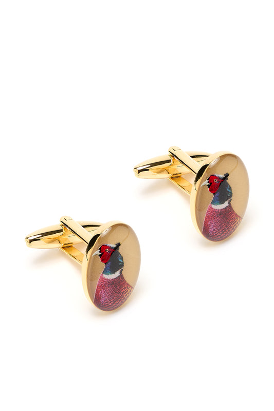 The Pheasant Head Country Cufflinks in Gold