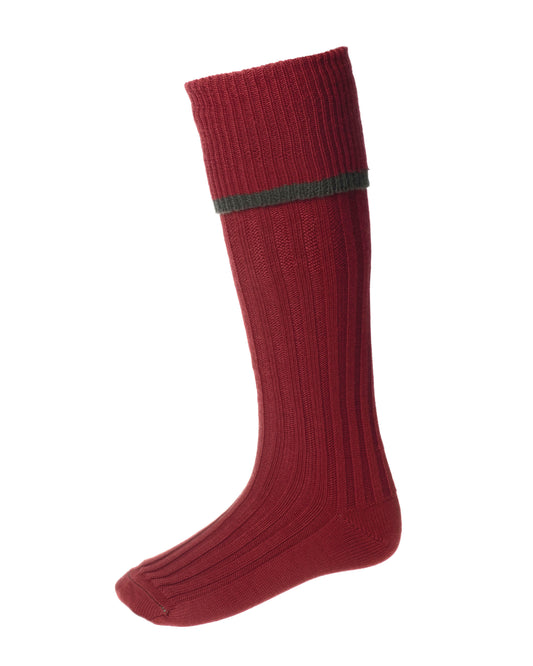 House of Cheviot Brick Red & Green Estate Country Socks