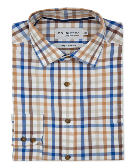 Brown Tattersall Check 100% Cotton Shirt