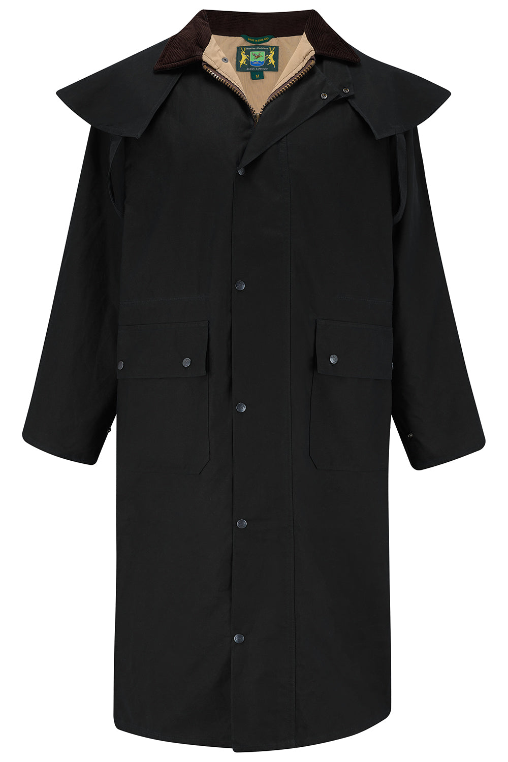 Tweed Outdoor Wax Long Coat in Black