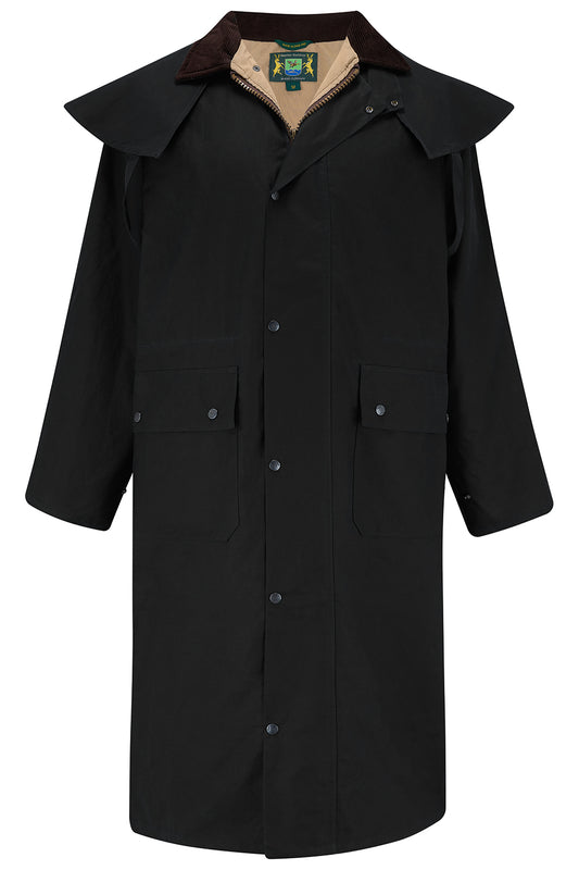 Tweed Outdoor Wax Long Coat in Black