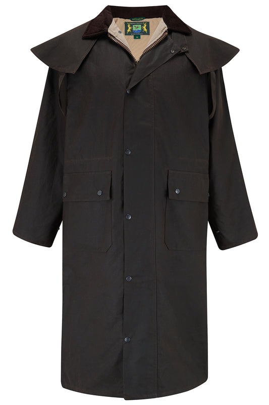 Tweed Outdoor Wax Long Coat in Brown