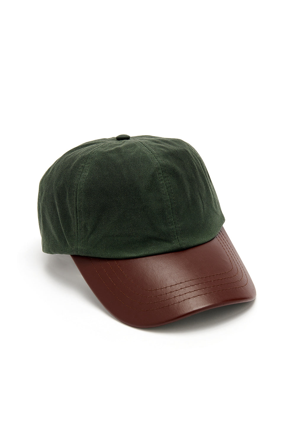 Tweed Outdoor Wax Baseball Cap in Green with Leather Peak