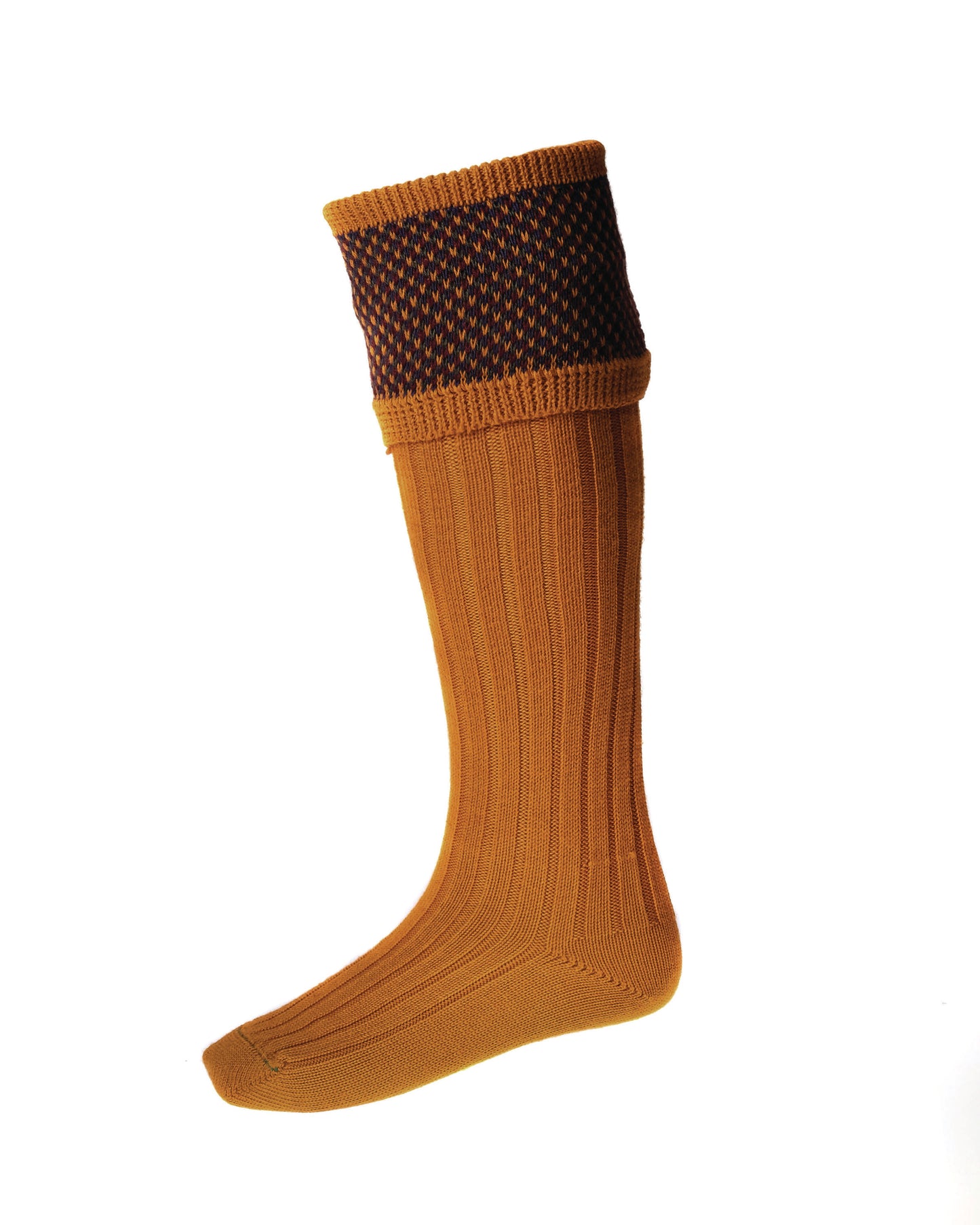 House of Cheviot Ochre Tayside Country Socks and Garter Set