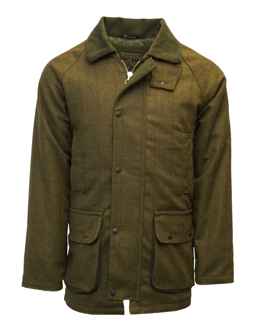 Walker & Hawkes Men's Derby Tweed Jacket in Green with Red Overcheck