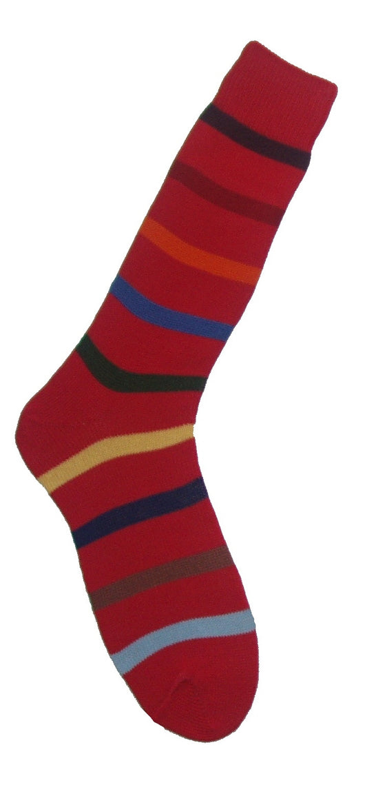 Red with Stripes Cotton Socks