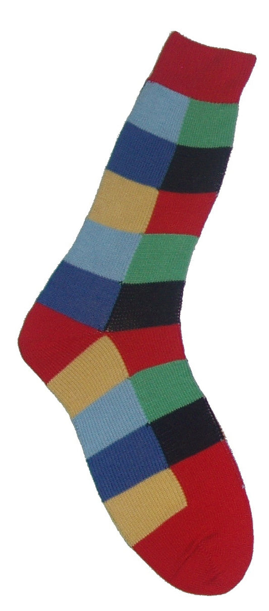 Red Multi-Square Cotton Socks