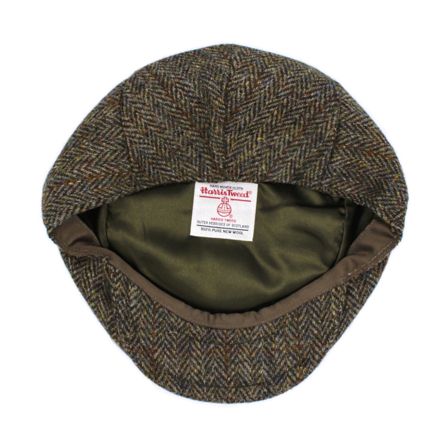 Harris Tweed Green & Brown Herringbone Flat Cap